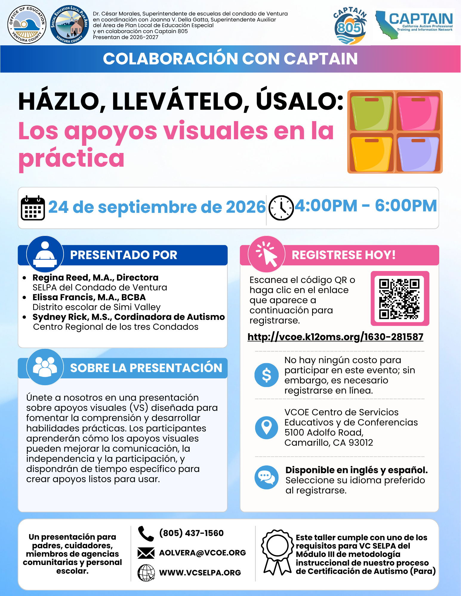 Flyer for Make it, Take it, Use It on September 24, 2026 in Spanish